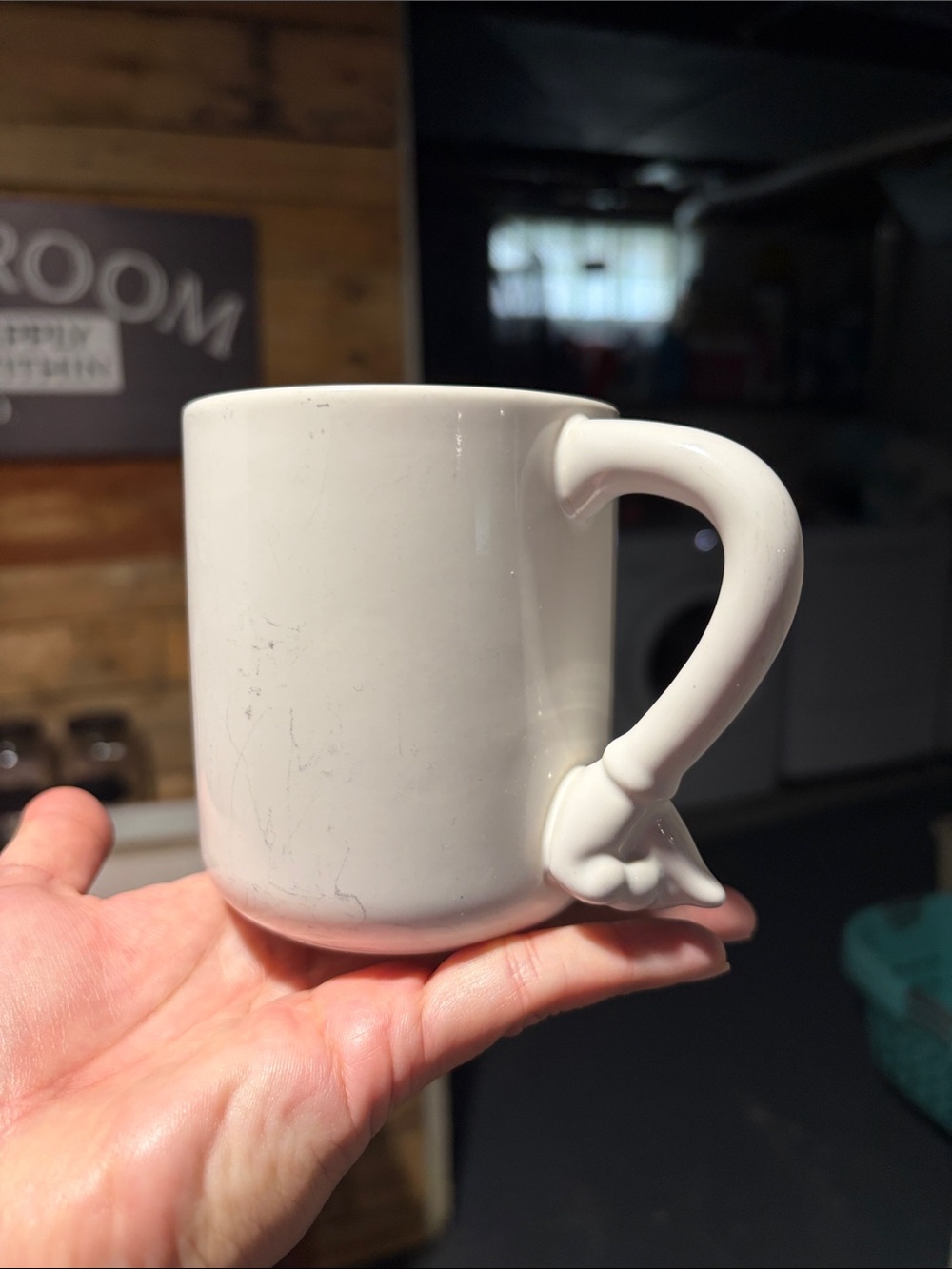 Disney Thailand White Ceramic Mug with Decorative Mickey-Style Handle set of 2